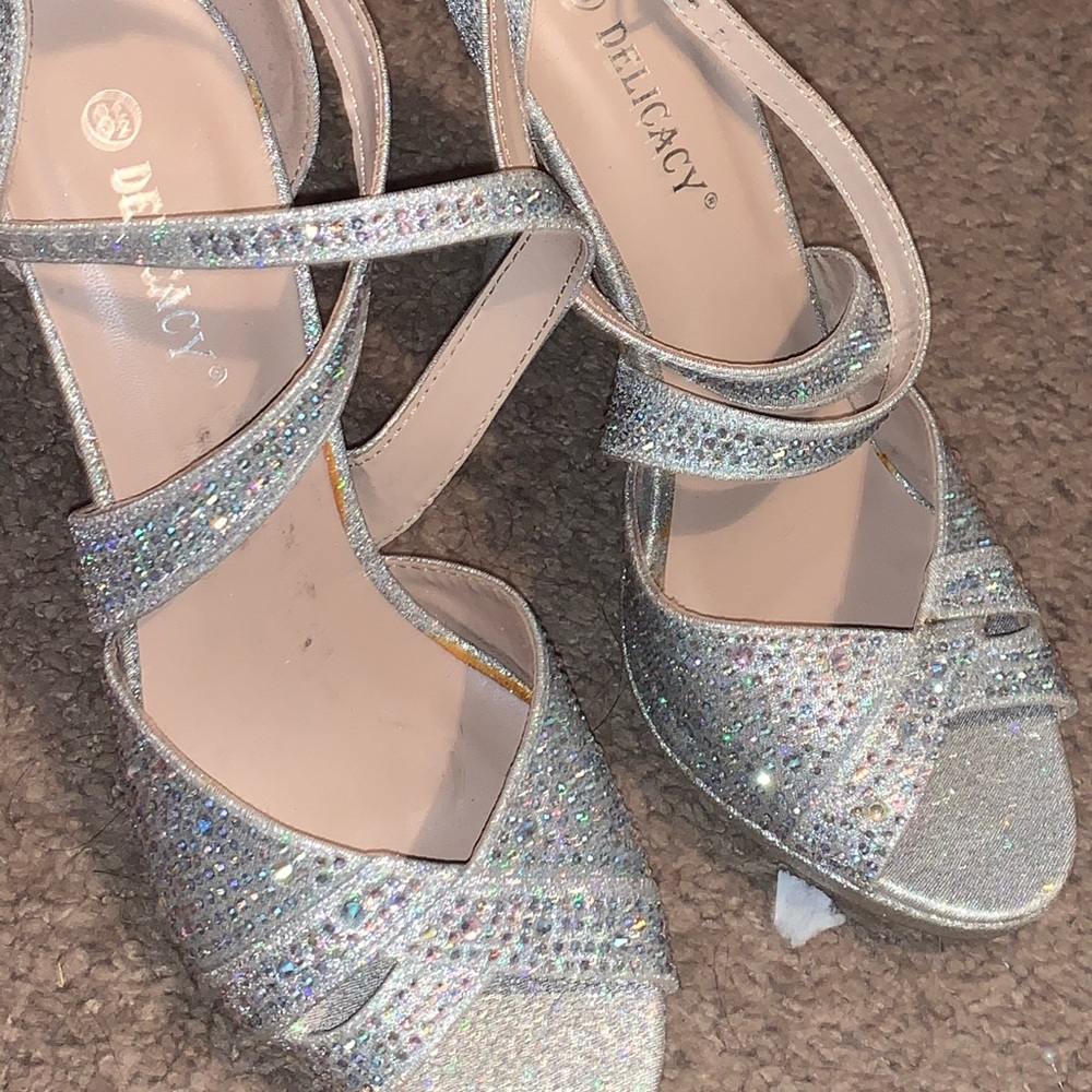 Iridescent sparkly high heels
